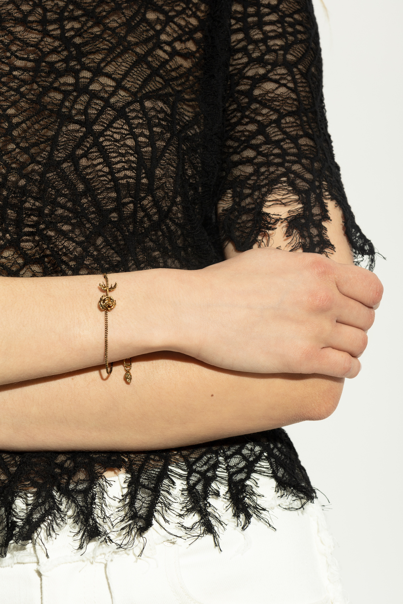 【ALEXANDER MCQUEEN】Brass Bracelet ALEXANDER MCQUEEN - Skull & Pearl Brass Bracelet Alexander